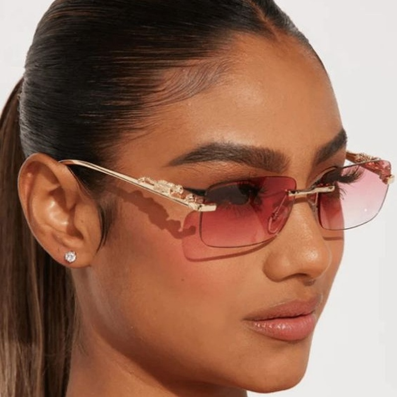 Men Fashion Photography - New Frameless Rectangular Glasses Y2K High-End