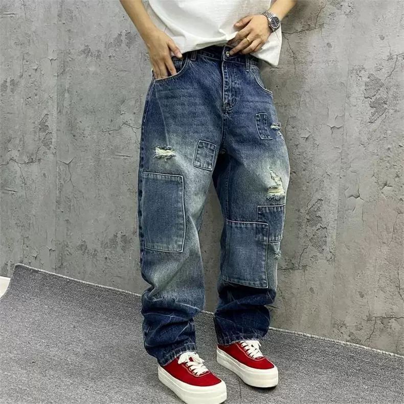 Men'S Fashion With Baggy Jeans - Brand Splicing Jeans Autumn Fashion Loose