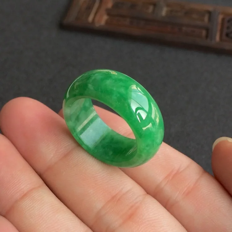 Men'S Fashion Rings - Natural Green Jade Ring Jadeite Amulet
