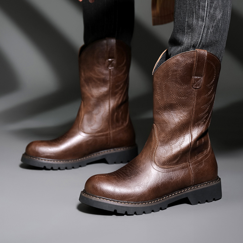 Mens Fashion Vintage - Fashion Mens Cowboy Boots New Embroidery