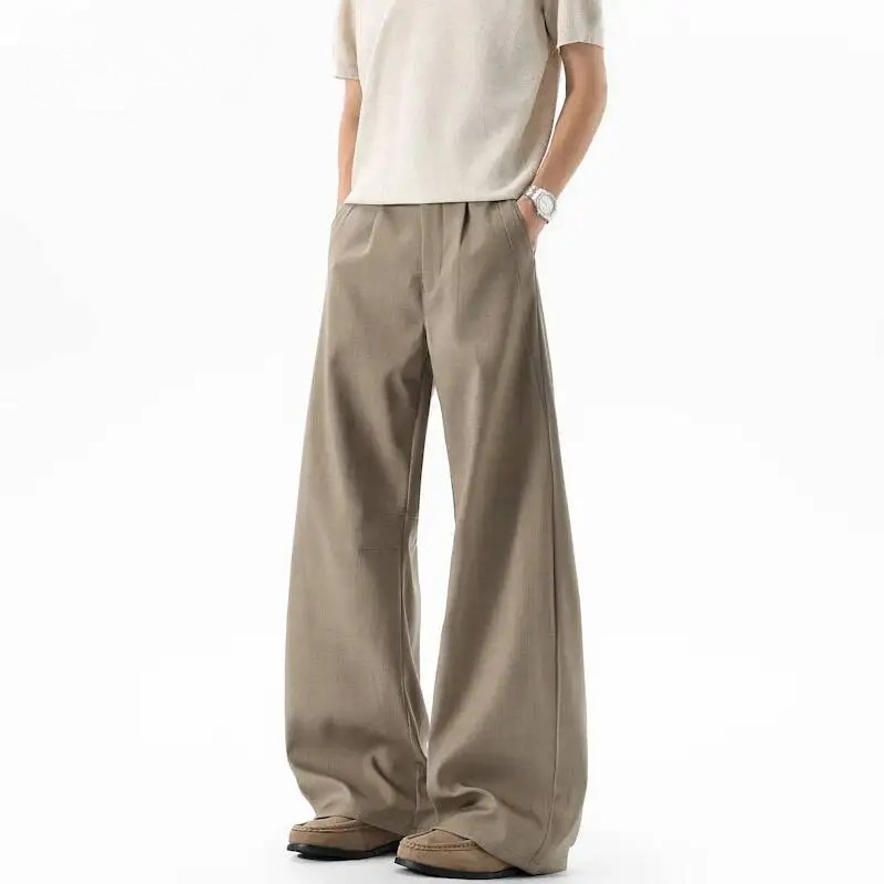 Men'S Fashion Khaki Pants - Khaki Vintage Pleated Men's Suit Pants