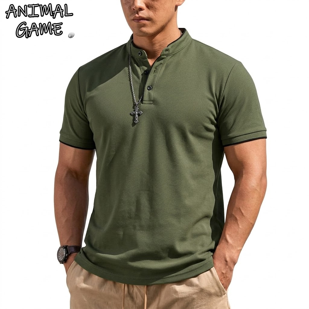 Men'S Fashion Trends 2025 - Summer Short Sleeve Henley Shirt Men