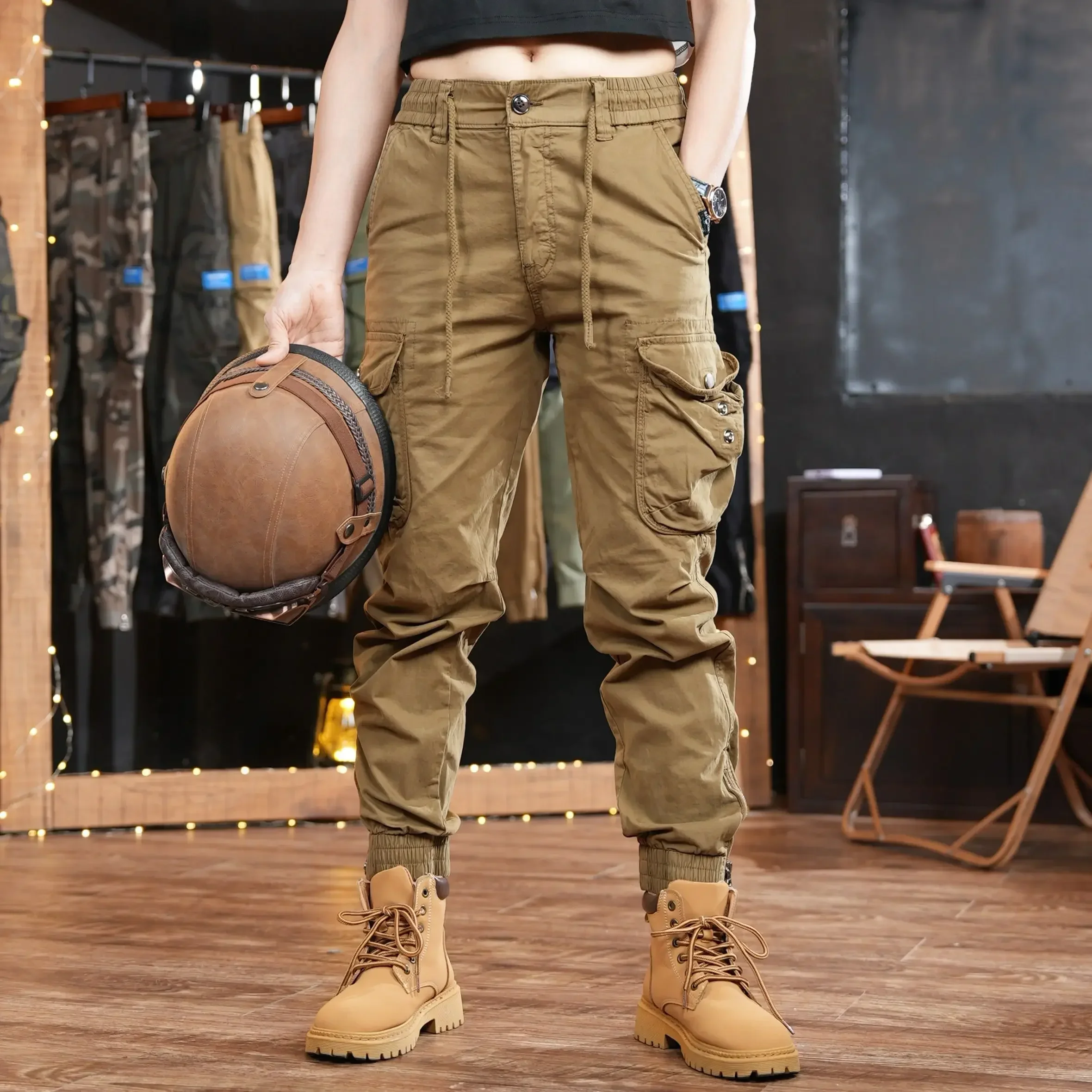 Men'S Fashion Khaki Pants - Multi Pocket Outdoor Trousers Man Cargo