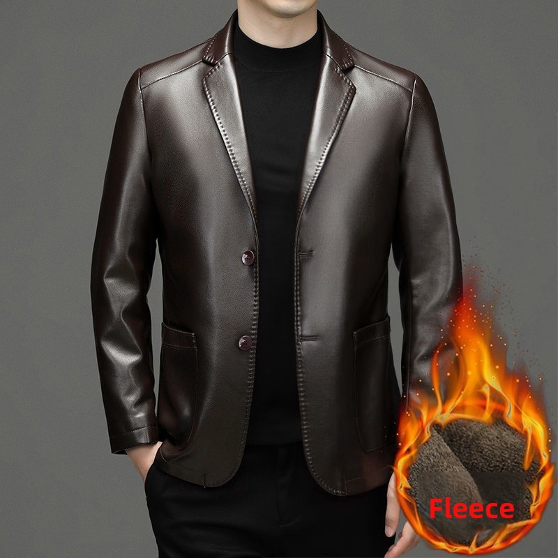 New Men Genuine Leather Blazer - Men'S Fashion Leather Jacket ulasan dan harga