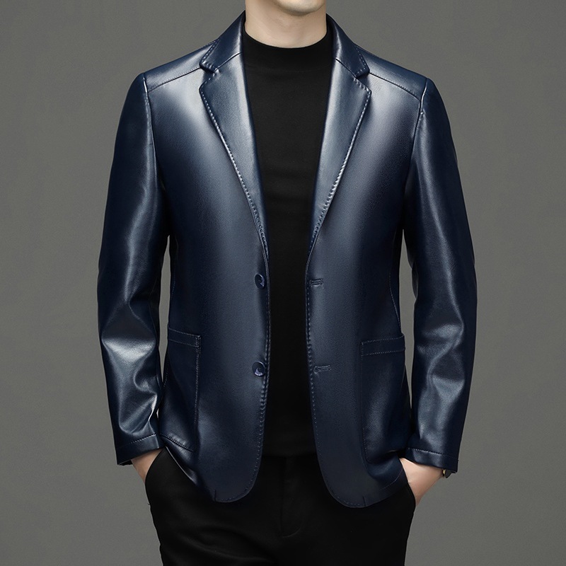 New Men Genuine Leather Blazer - Men'S Fashion Leather Jacket ulasan dan harga