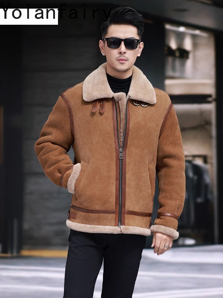 YOLANFAIRY High Quality Real S - Men'S Fashion Leather Jacket ulasan dan harga