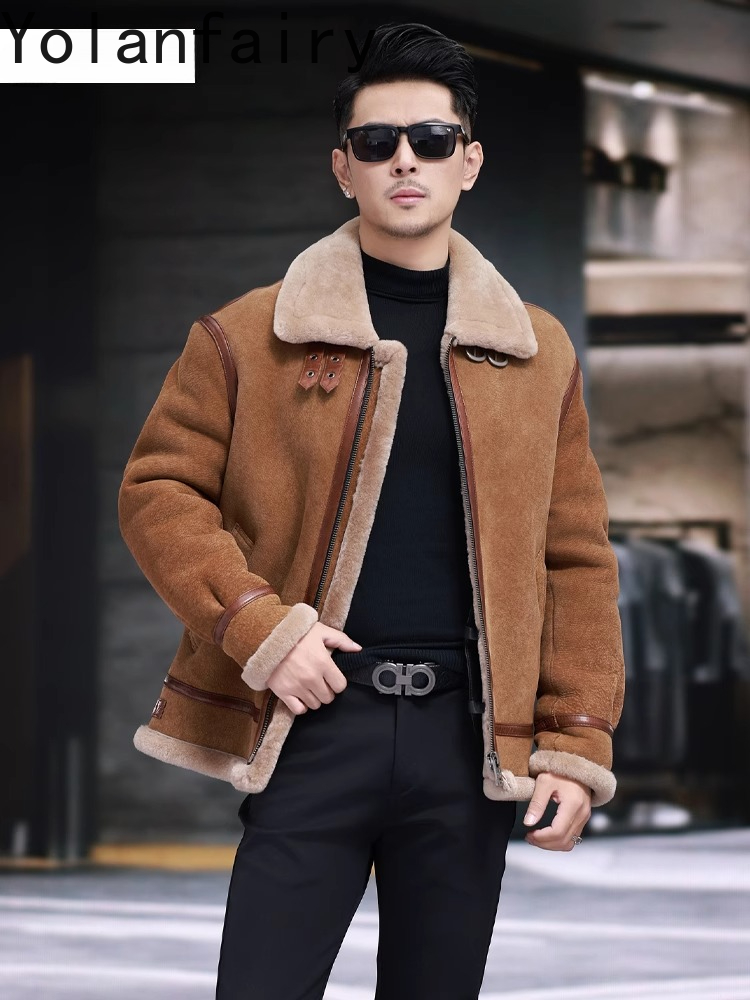 YOLANFAIRY High Quality Real S - Men'S Fashion Leather Jacket ulasan dan harga
