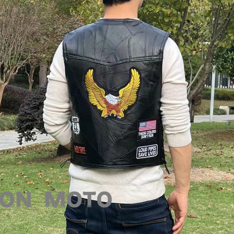 NEW Motorcycle Vests Men Cafe  - Men'S Fashion Leather Jacket ulasan dan harga