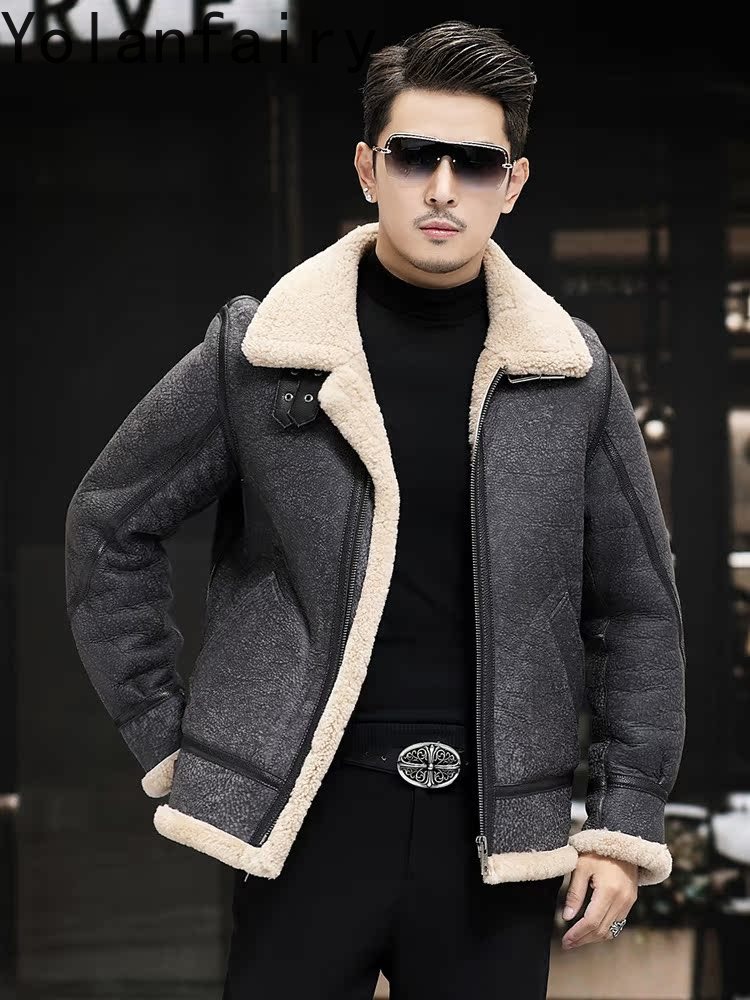 YOLANFAIRY Real Leather Jacket - Men'S Fashion Leather Jacket ulasan dan harga