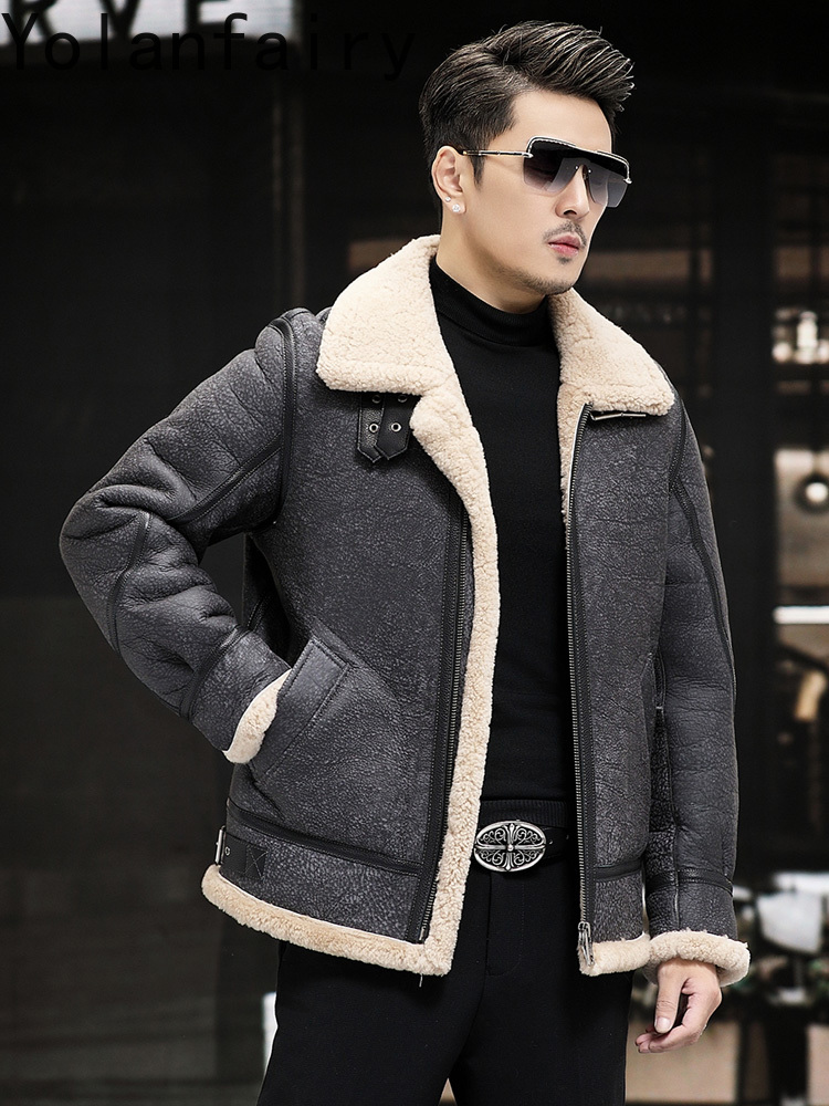 YOLANFAIRY Real Leather Jacket - Men'S Fashion Leather Jacket ulasan dan harga