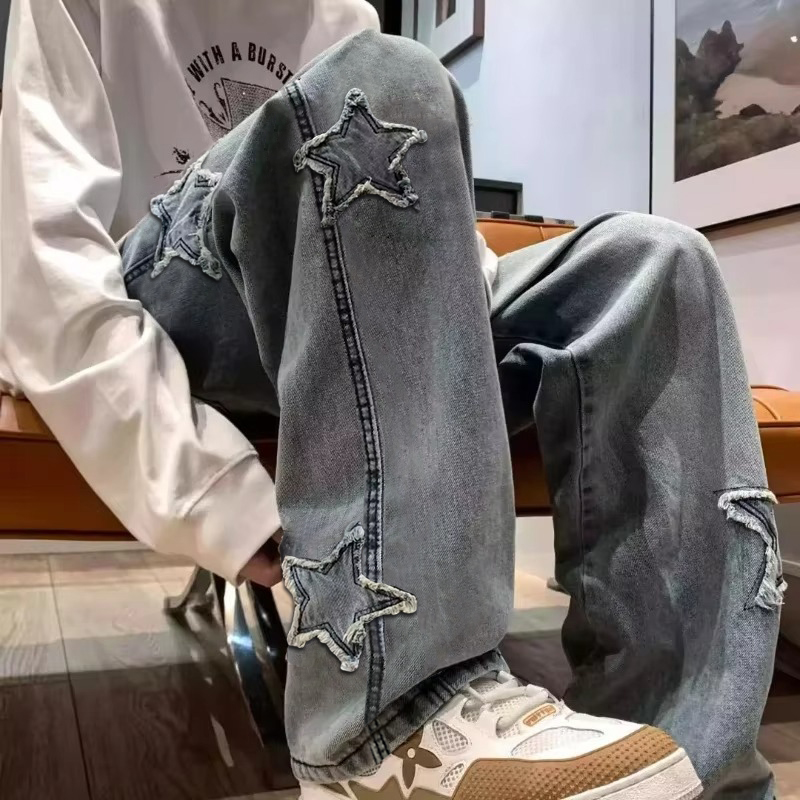 New Men's Star Embroidered Fas - Men'S Fashion Nova Jeans ulasan dan harga