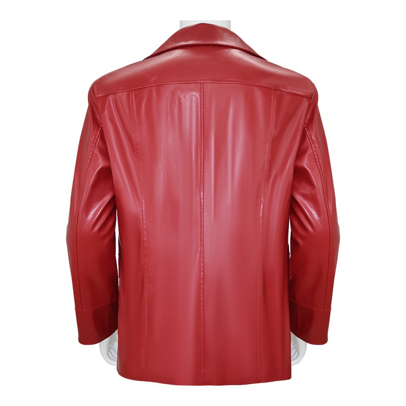 Men Red Leather Jacket Fight C - Men'S Fashion Leather Jacket ulasan dan harga
