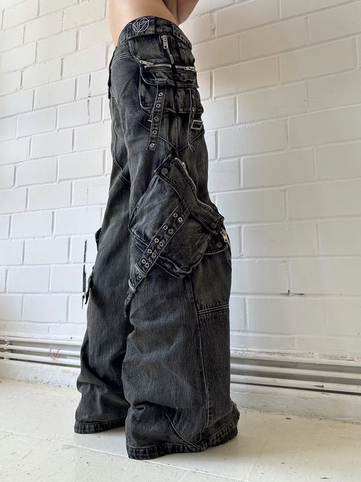 Y2K Black Gothic Punk Multi-Po - Men'S Fashion With Baggy Jeans ulasan dan harga