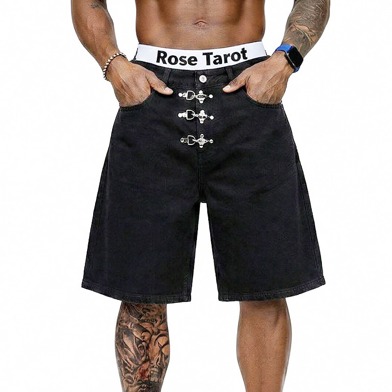 Metal Buckle Short Baggy Jeans - Men'S Fashion With Baggy Jeans ulasan dan harga