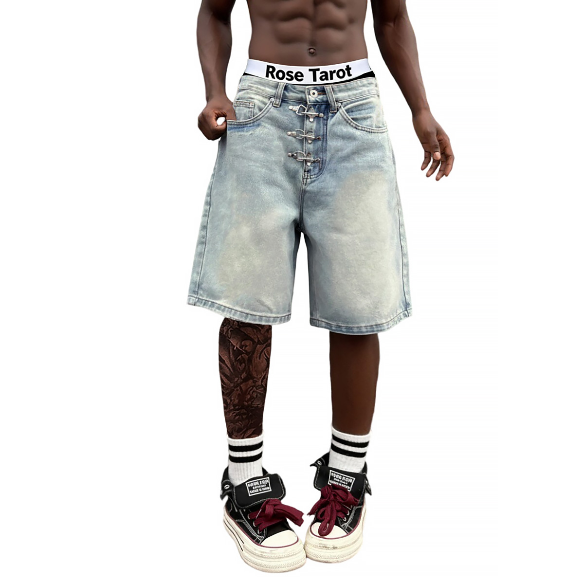 Metal Buckle Short Baggy Jeans - Men'S Fashion With Baggy Jeans ulasan dan harga