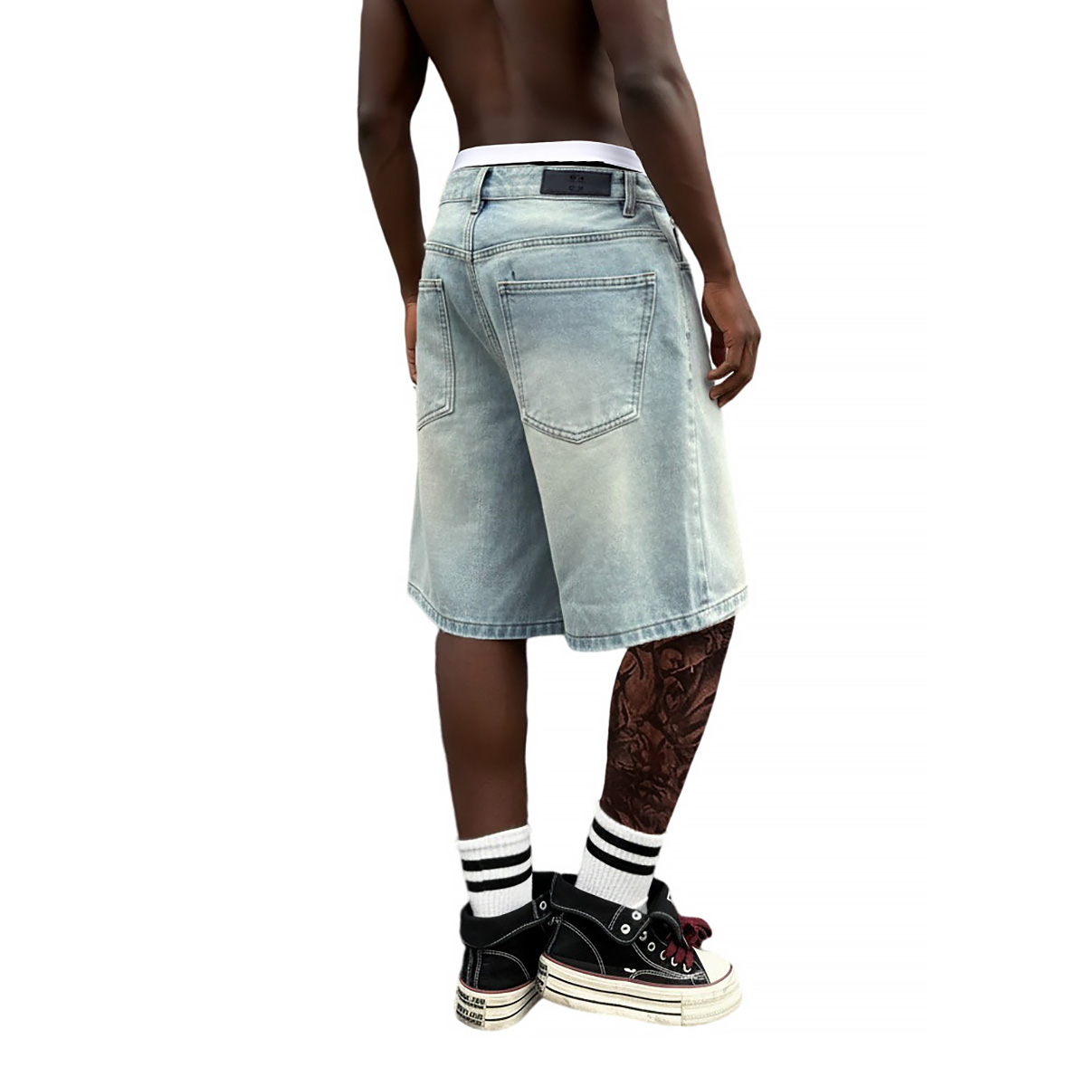 Metal Buckle Short Baggy Jeans - Men'S Fashion With Baggy Jeans ulasan dan harga