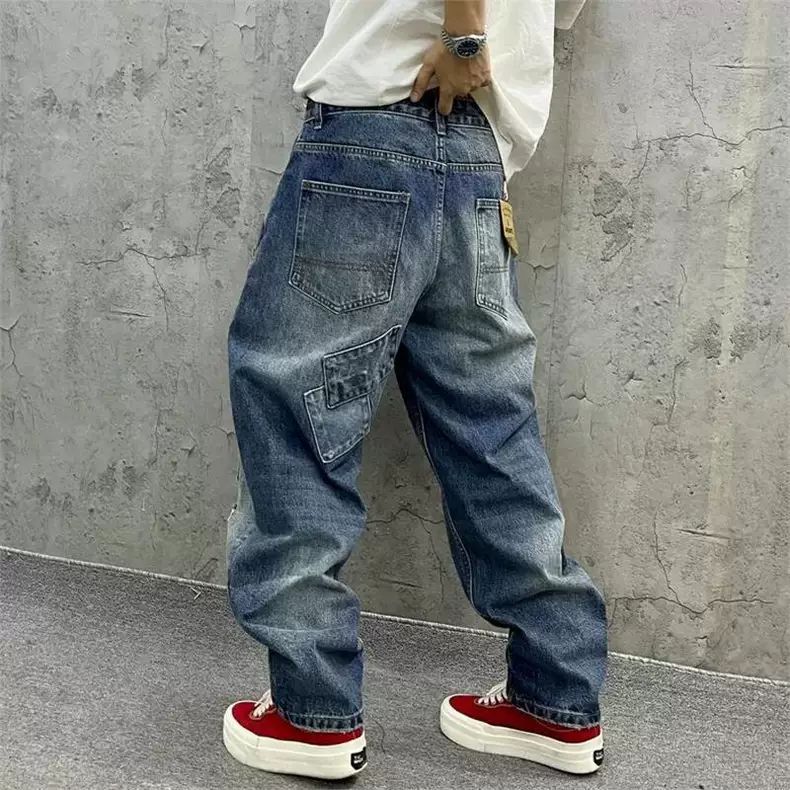 Brand Splicing Jeans Autumn Fa - Men'S Fashion With Baggy Jeans ulasan dan harga