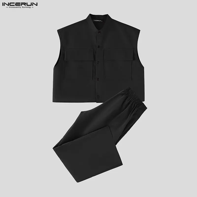 INCERUN Men Sets Solid Sleevel - Men'S Fashion Trends ulasan dan harga