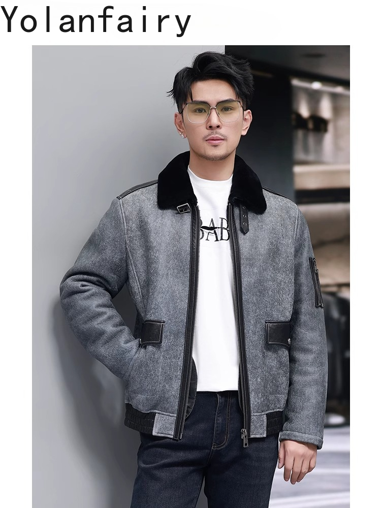 YOLANFAIRY Short Natural Fur C - Men'S Fashion Leather Jacket ulasan dan harga