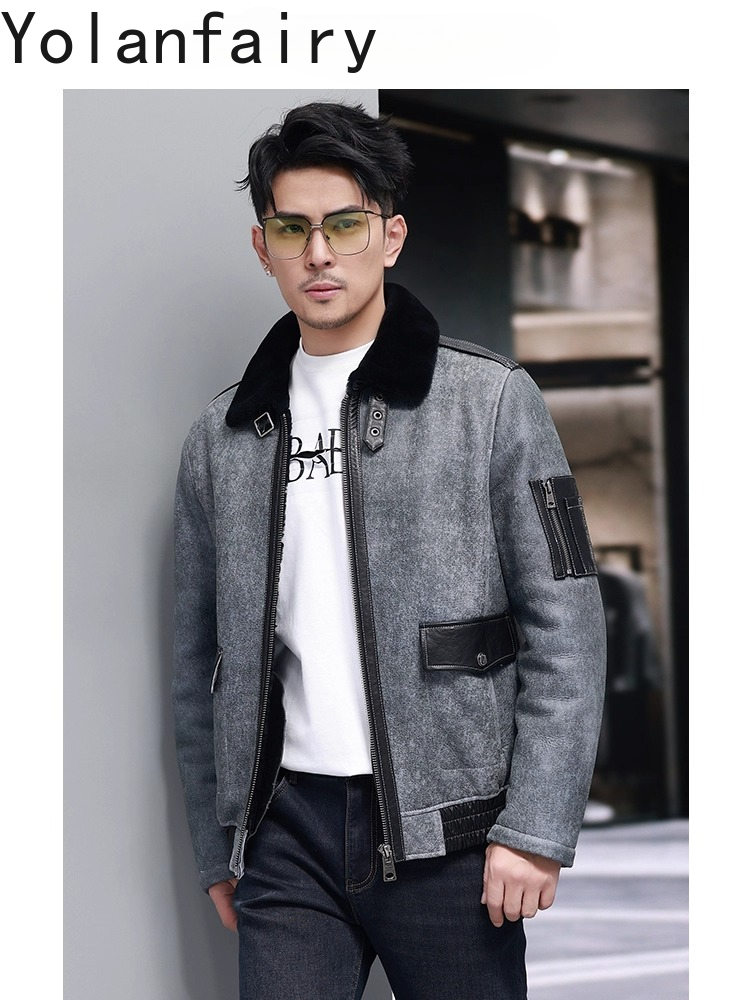 YOLANFAIRY Short Natural Fur C - Men'S Fashion Leather Jacket ulasan dan harga