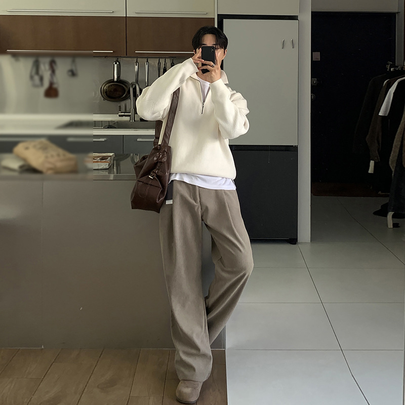 Spring Men's Dark Khaki Solid  - Men'S Fashion Khaki Pants ulasan dan harga