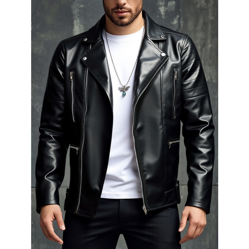 New Men's Leather Jacket Fashi - Men'S Fashion Leather Jacket ulasan dan harga