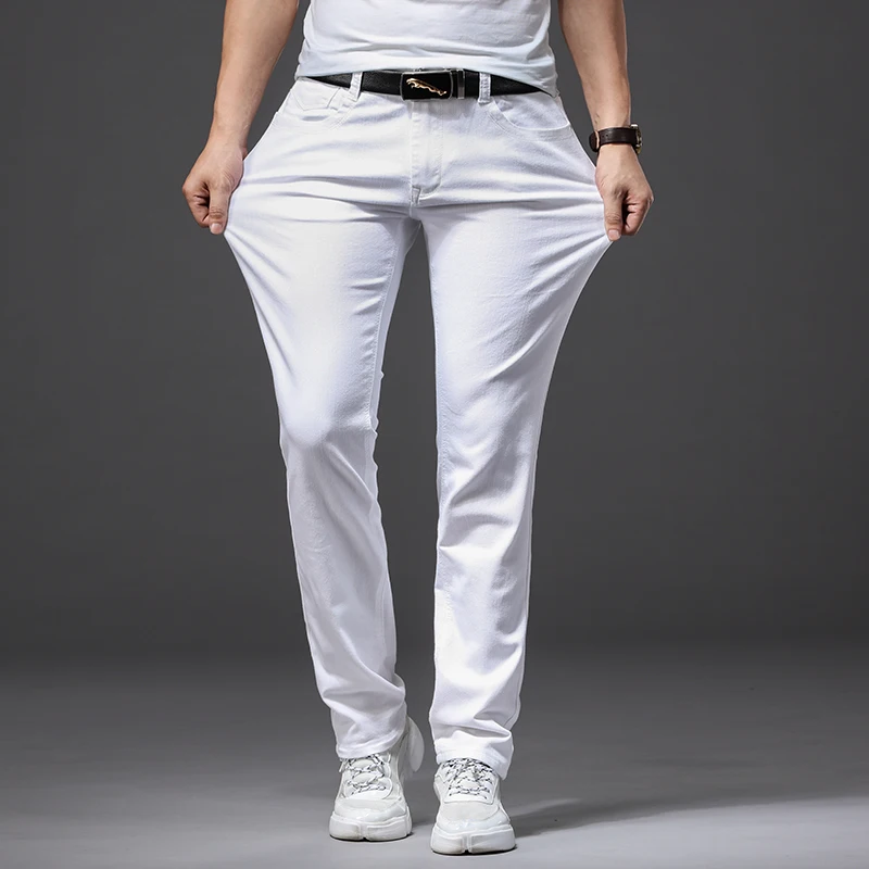 Men Slim White Jeans New Elast - Men'S Fashion Nova Jeans ulasan dan harga