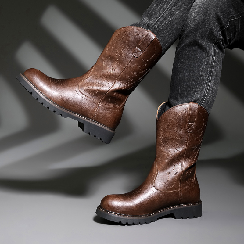 Fashion Mens Cowboy Boots New  - Mens Fashion Vintage ulasan dan harga