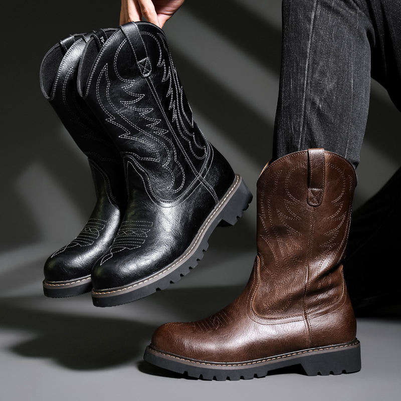 Fashion Mens Cowboy Boots New  - Mens Fashion Vintage ulasan dan harga