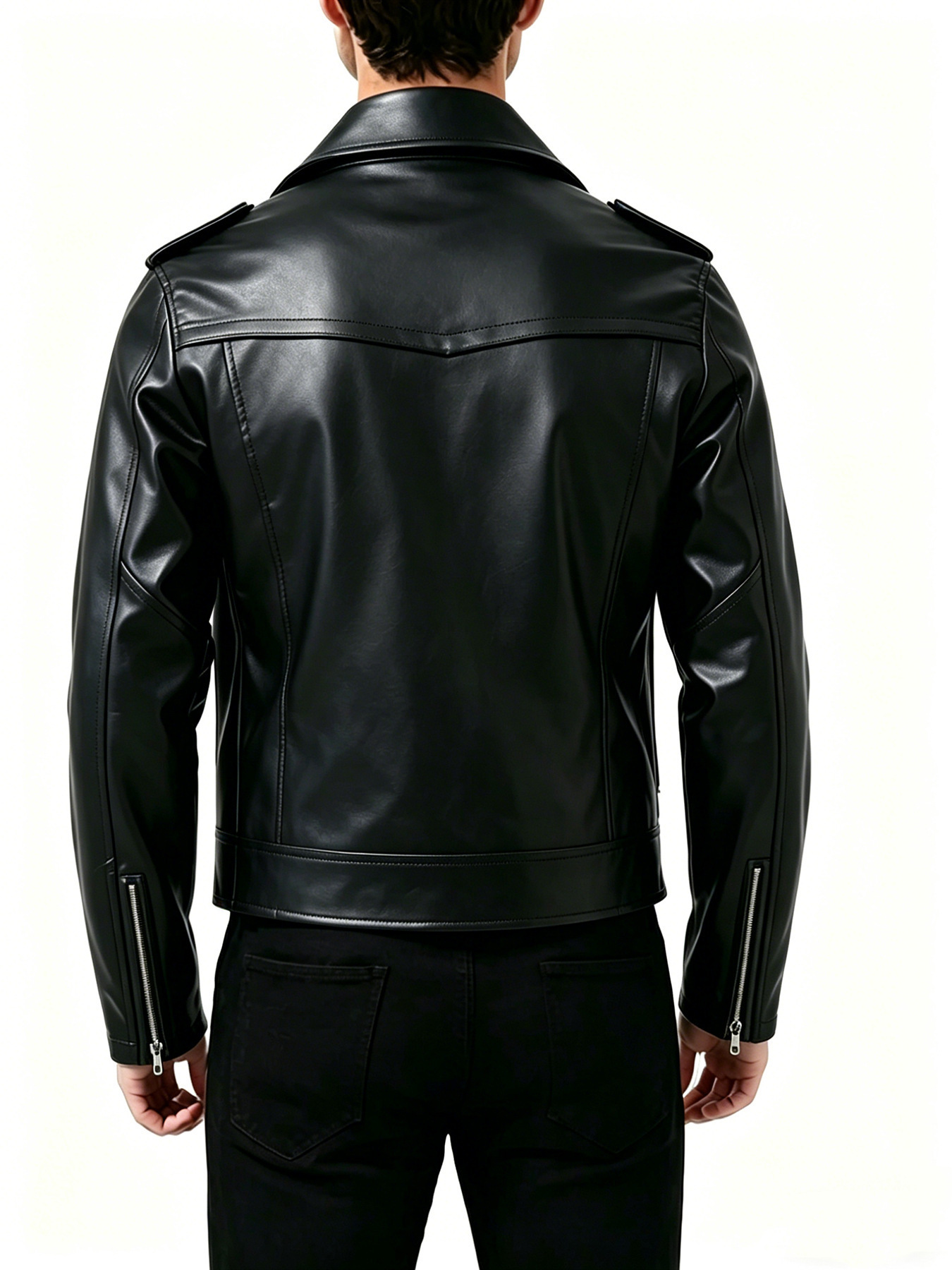 Casual Men's Jacket Zipper Sli - Men'S Fashion Leather Jacket ulasan dan harga