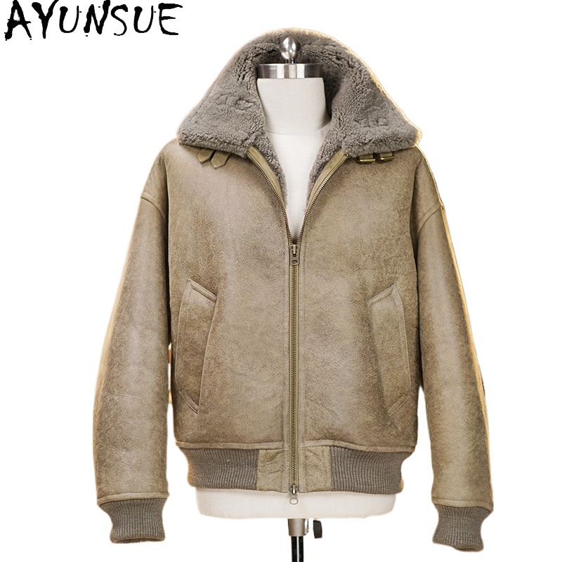 AYUNSUE High-end Natural Fur C - Men'S Fashion Leather Jacket ulasan dan harga