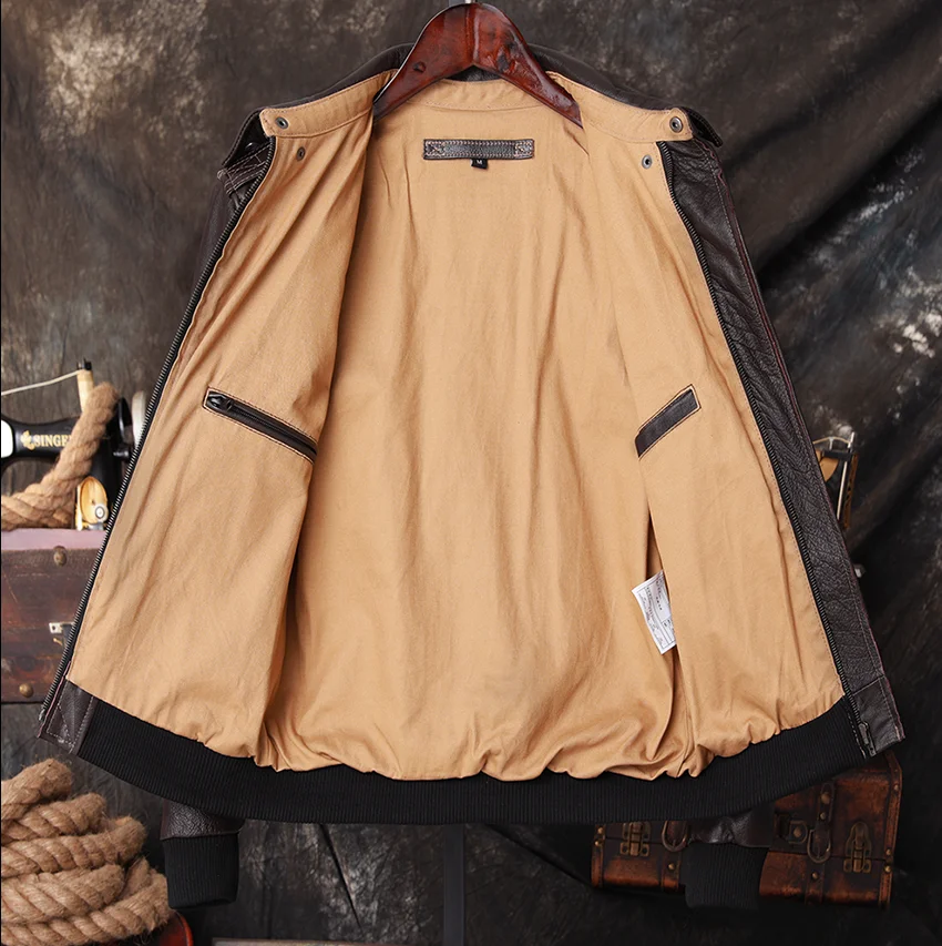 Bomber A2 Pilot Genuine Leathe - Men'S Fashion Leather Jacket ulasan dan harga