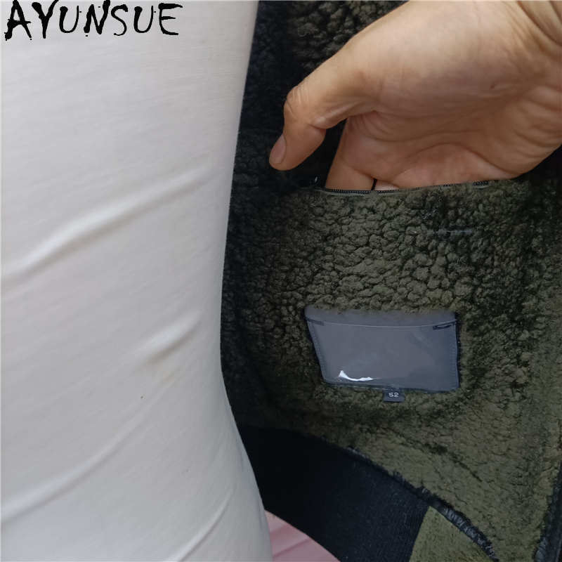 AYUNSUE Warm Natural Fur Coat  - Men'S Fashion Leather Jacket ulasan dan harga