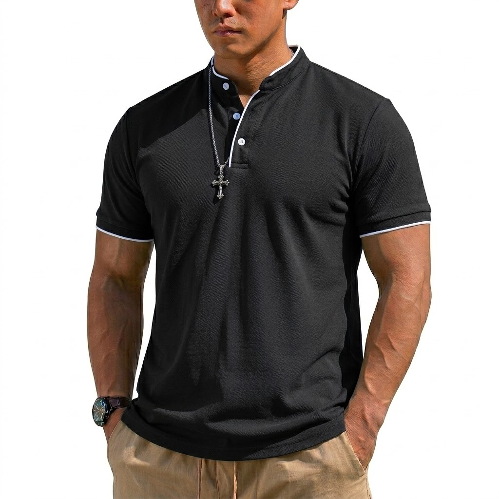 Summer Short Sleeve Henley Shi - Men'S Fashion Trends 2025 ulasan dan harga