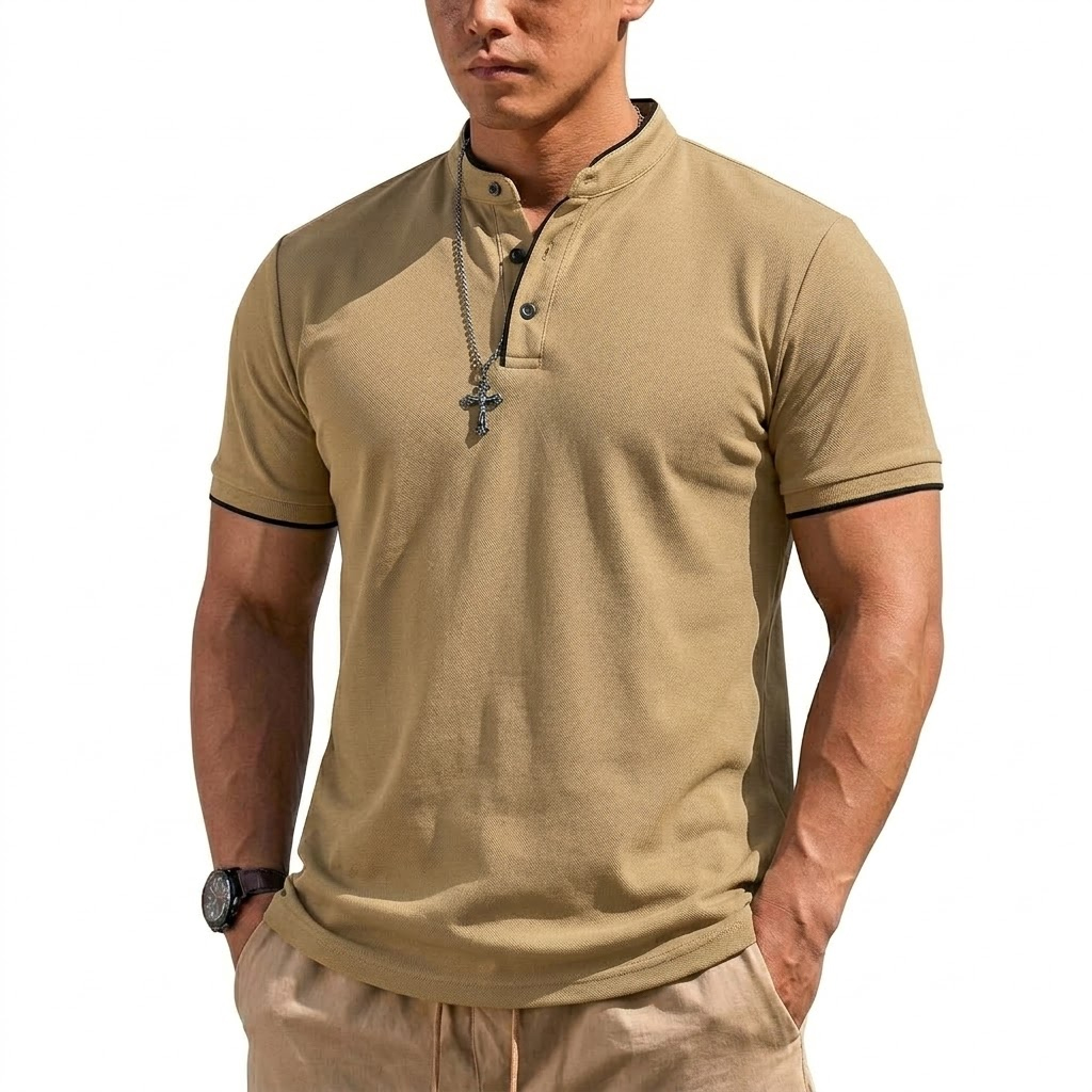 Summer Short Sleeve Henley Shi - Men'S Fashion Trends 2025 ulasan dan harga