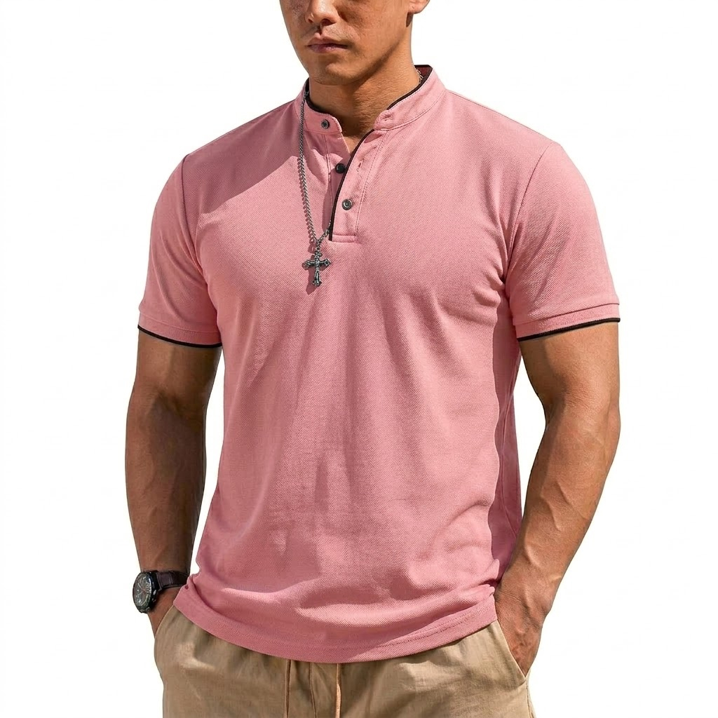Summer Short Sleeve Henley Shi - Men'S Fashion Trends 2025 ulasan dan harga