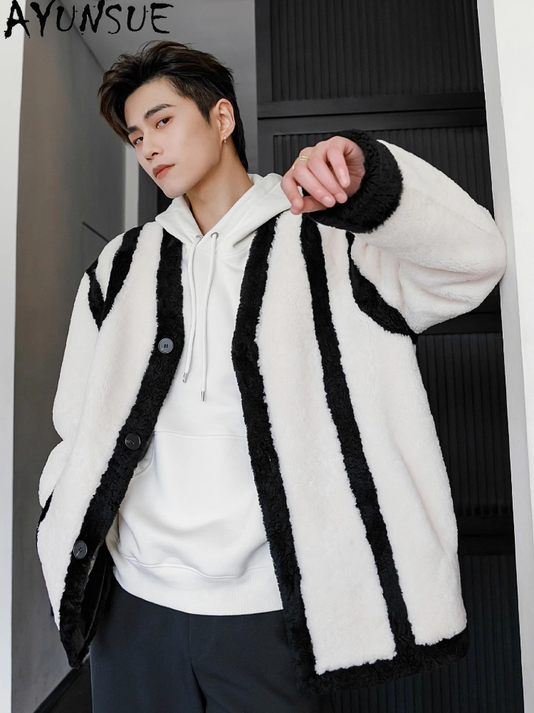 AYUNSUE New Fashion Real Fur C - Men'S Fashion Leather Jacket ulasan dan harga
