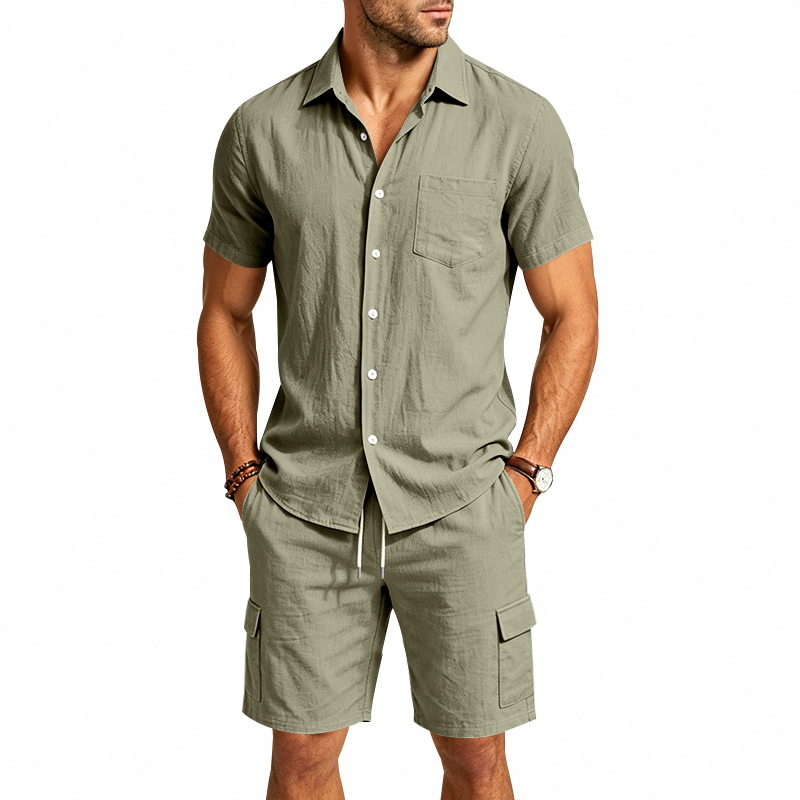 Men Summer American Linen Two  - Men'S Fashion For Summer ulasan dan harga