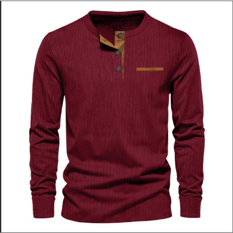Men's Corduroy Henley Neck Lon - Men'S Fashion Trends 2025 ulasan dan harga