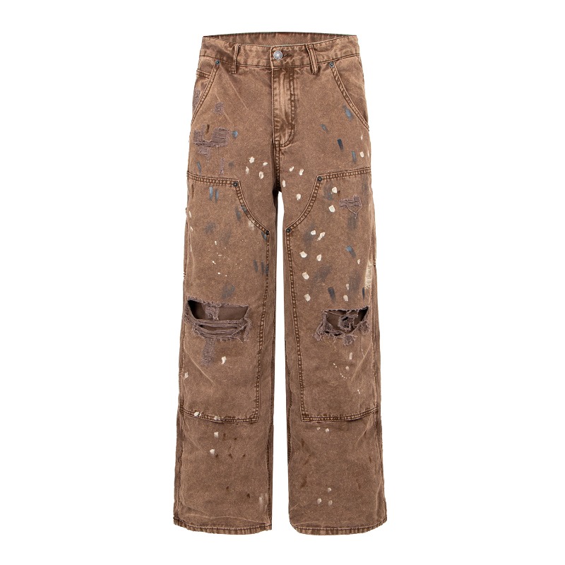 American Retro High Street Rip - Men'S Fashion With Baggy Jeans ulasan dan harga